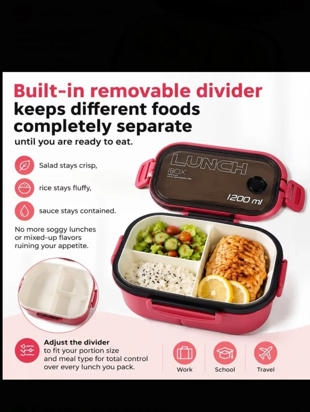 Lunch Box with Utensils And Carry Bag